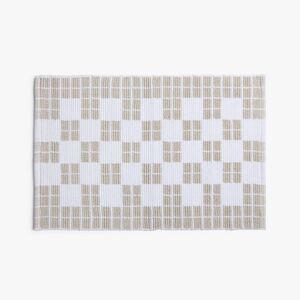 Parachute - 1'6"x2'6" Cotton Tile Tub Mat Parchment - Parachut Parchment